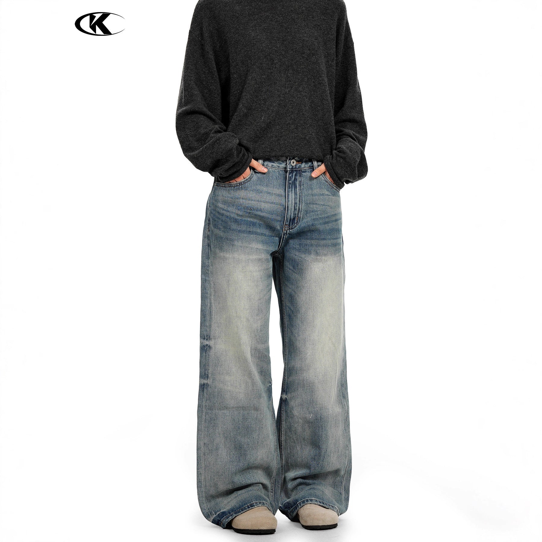 11KN Vintage Loose Versatile Wide Leg Floor Pants