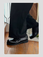 HANQIAORJI First-layer Cowhide Square Head Height-increasing Leather Shoes