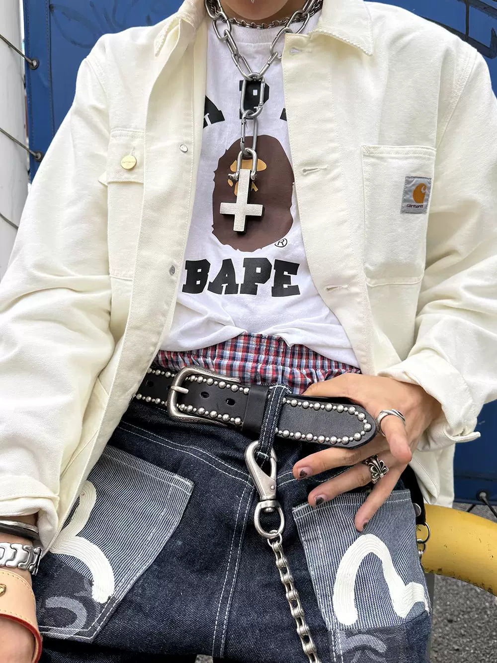 Darkblue Store Genuine Cowhide Rivet Punk Street Belt