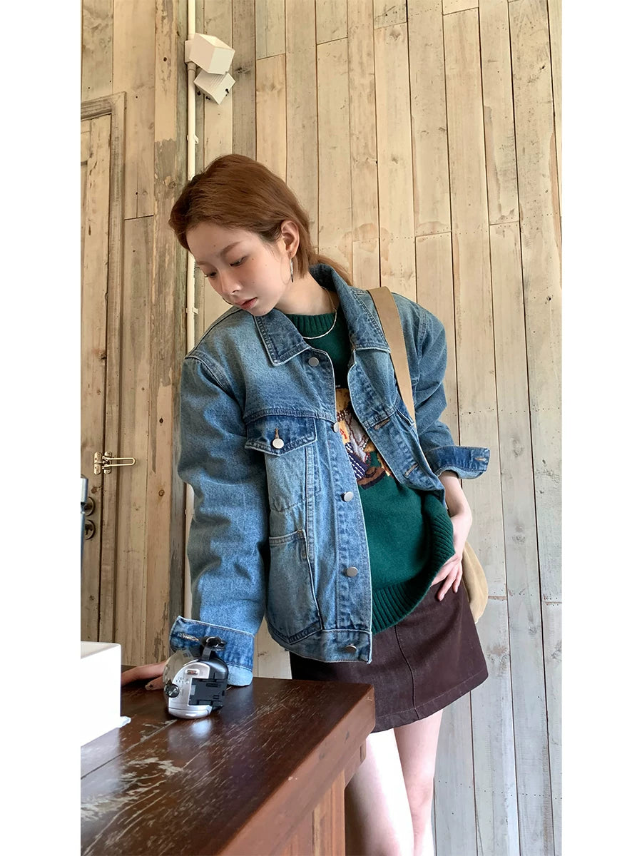 CCKOK Heavy Washed Light Blue Denim Jacket
