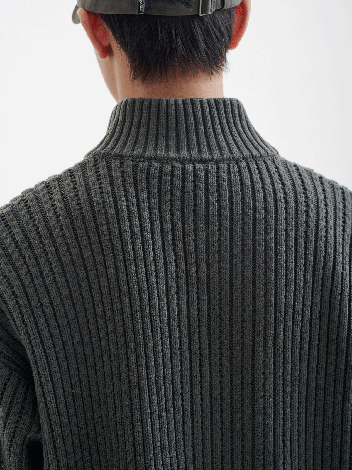 BUTTBILL 24AW hollow stand-up neck cardigan zipper sweater jacket