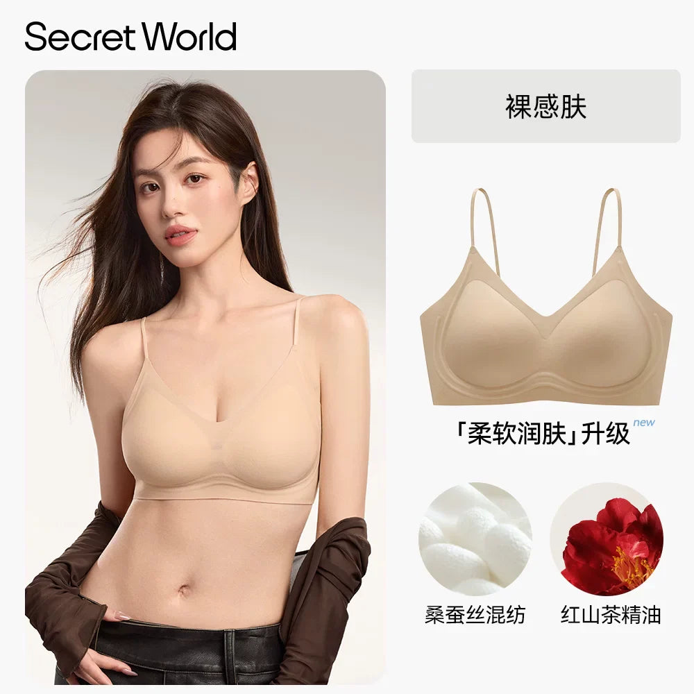 Secret World Small Breasts Collected Skinny Shoulder Straps Bra Cover