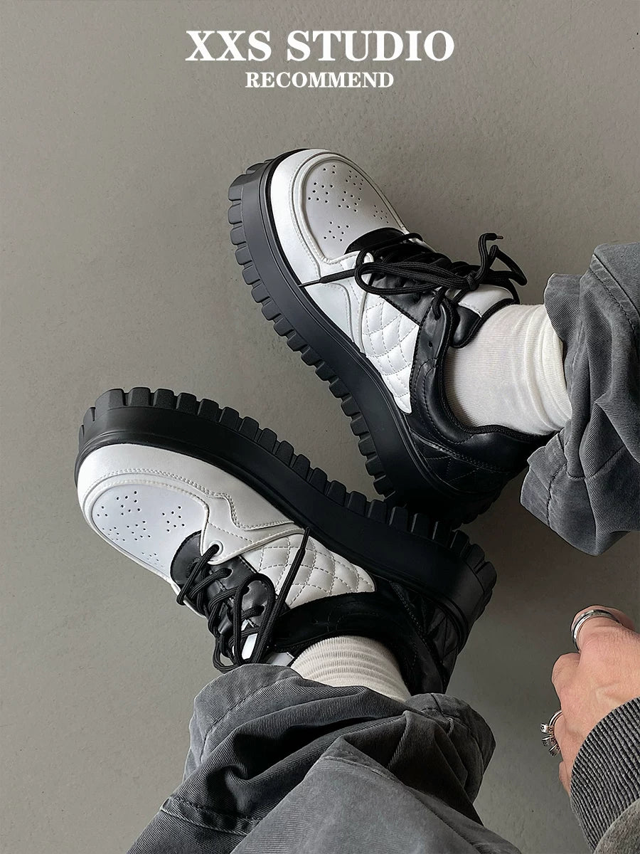 MUYIN Black White Thick Sole Muffin Sneakers