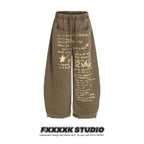 FXK Original Distressed Letter Print Wide Leg Pants