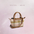TOUTOU Line Puppy Plaid Woolen Messenger Bag