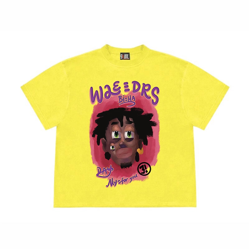 28blocks Retro Reggae Cartoon Loose T-Shirt