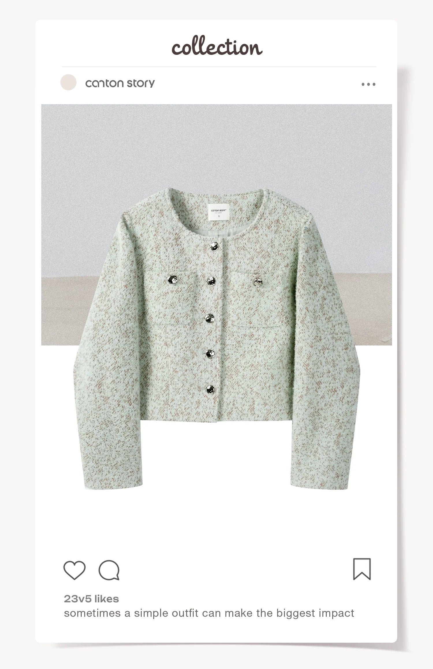 Cantonstory Premium Loose Tweed Short Jacket