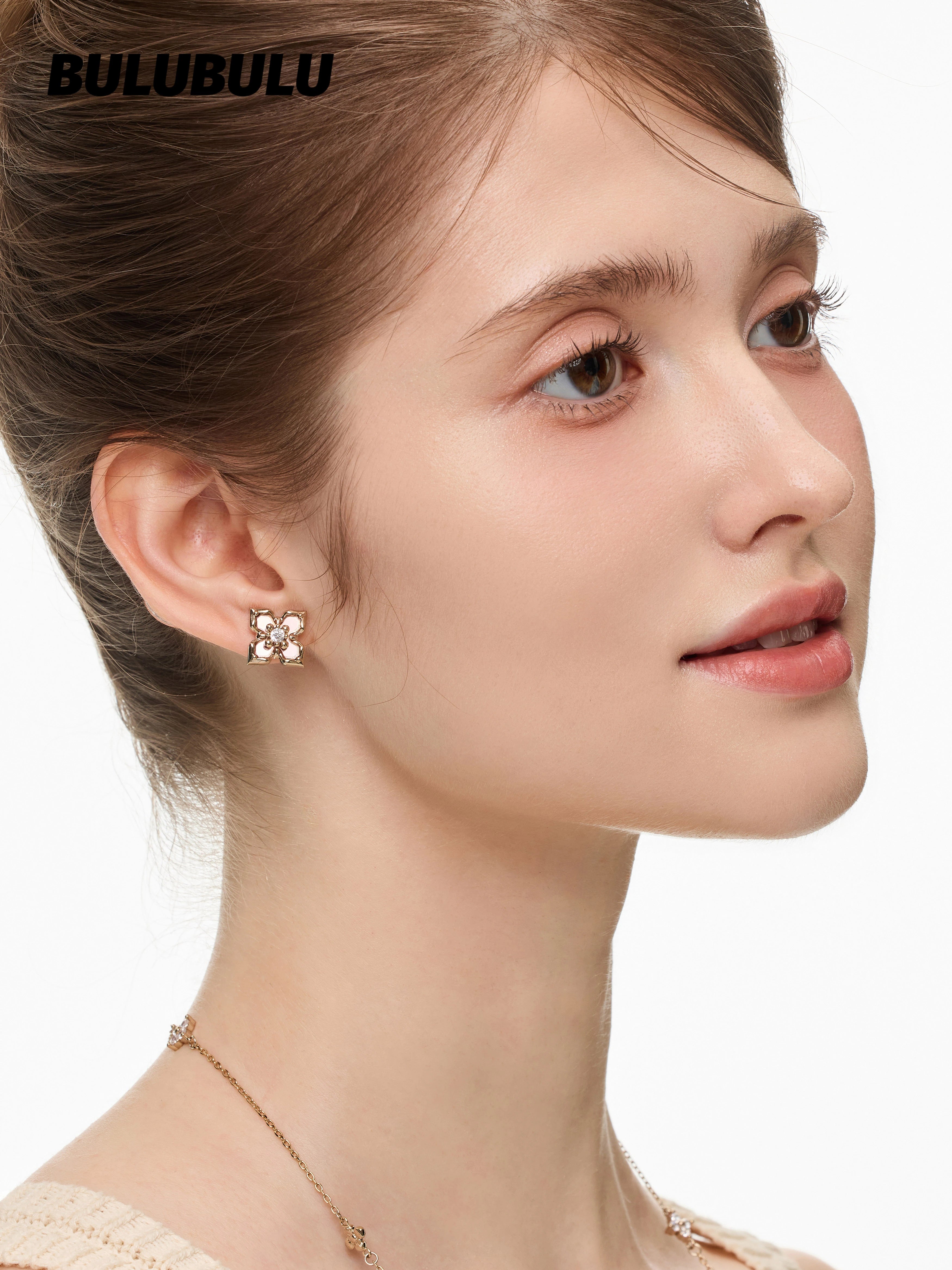 BULUBULU Shaoguang 2.0 Pink Mirror Flower Earrings