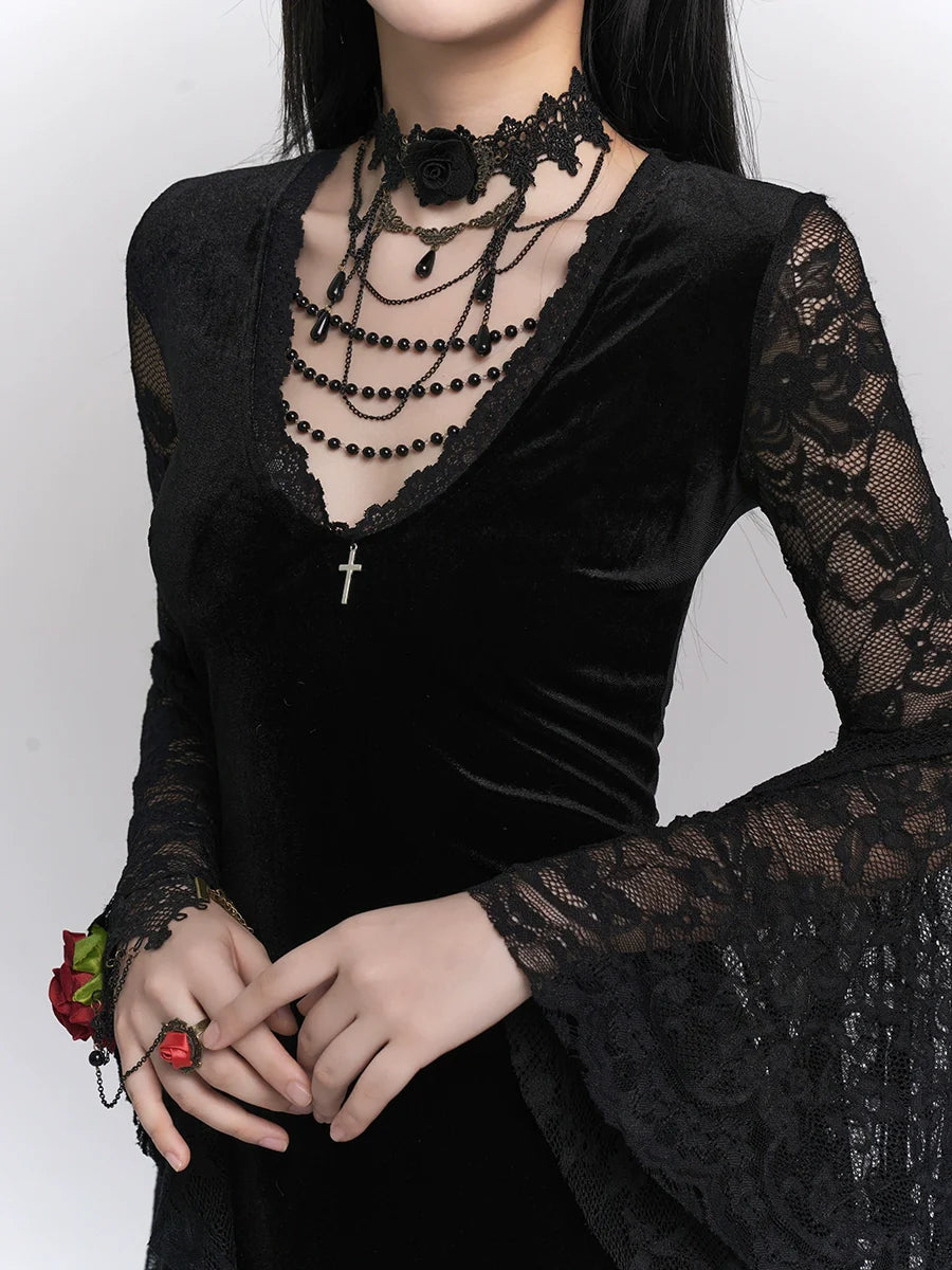 LADYGHOST Vintage Dark Gothic Dress