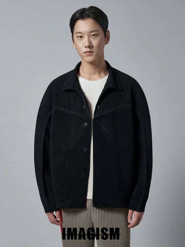 IMAGISM Japanese Non Miyake Pleated Short Stand Collar Jacket JC110