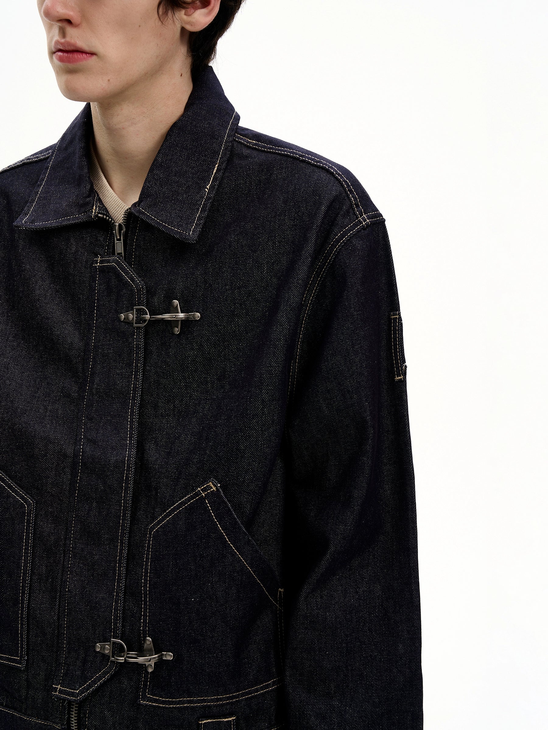 MaxDstr Metal Buckle Denim Jacket