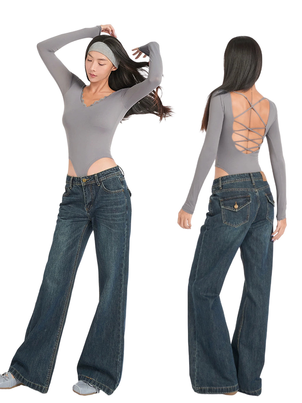ABMY® Retro Bootcut Wide-Leg Jeans