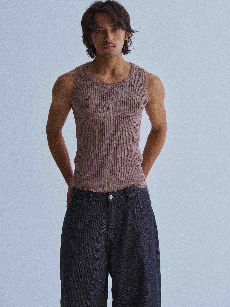 LIBERAFIT Vintage Minimalist Basic Pit Strip Knitted Vest