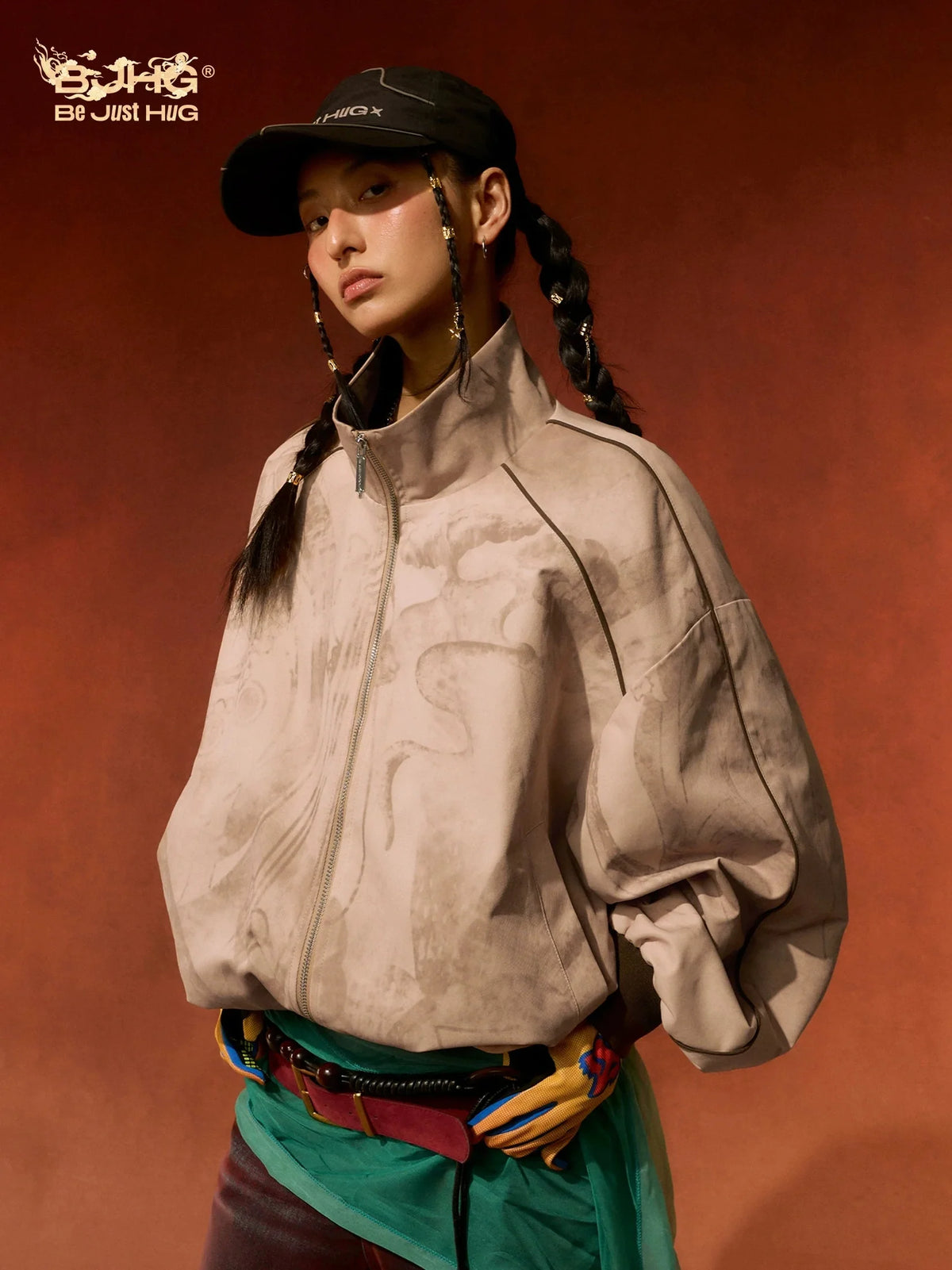 BJHG Contrasting Print Short Jacket