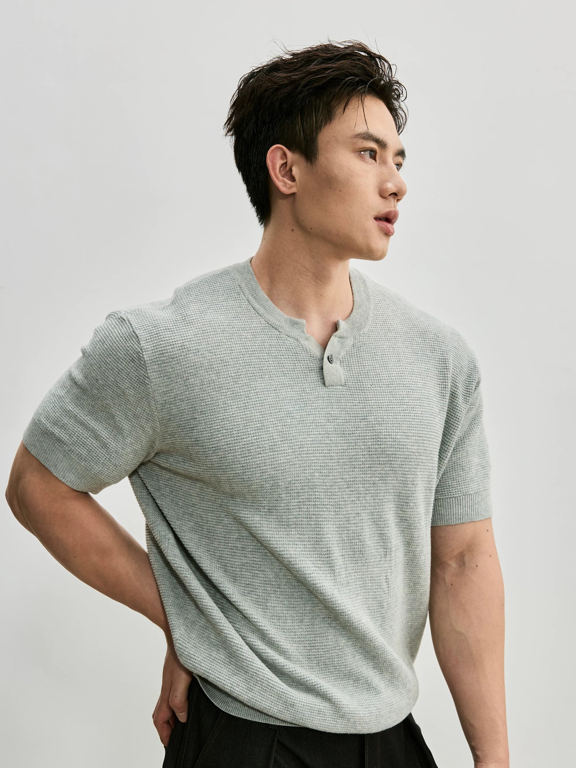 ONEFIT MAX American Casual Henry Collar Knit Short Sleeve