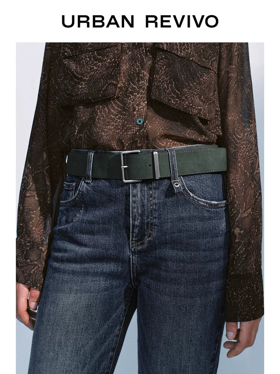 Urban Revivo Belt Slit Flared Jeans