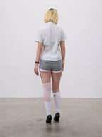 CHAI Lace Dagger Splicing Waist Shirt Tee