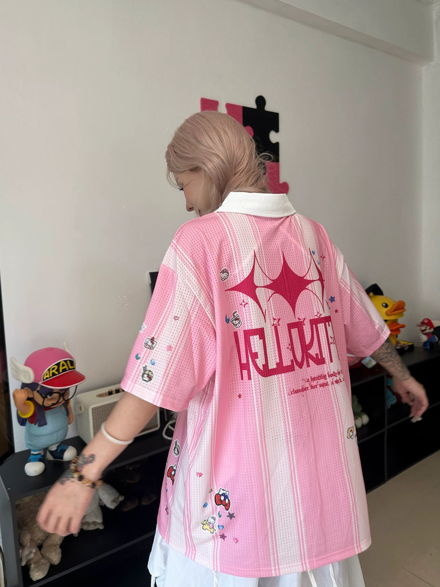 SIXMINU Cute Cartoon KT Cat Letter T-Shirt