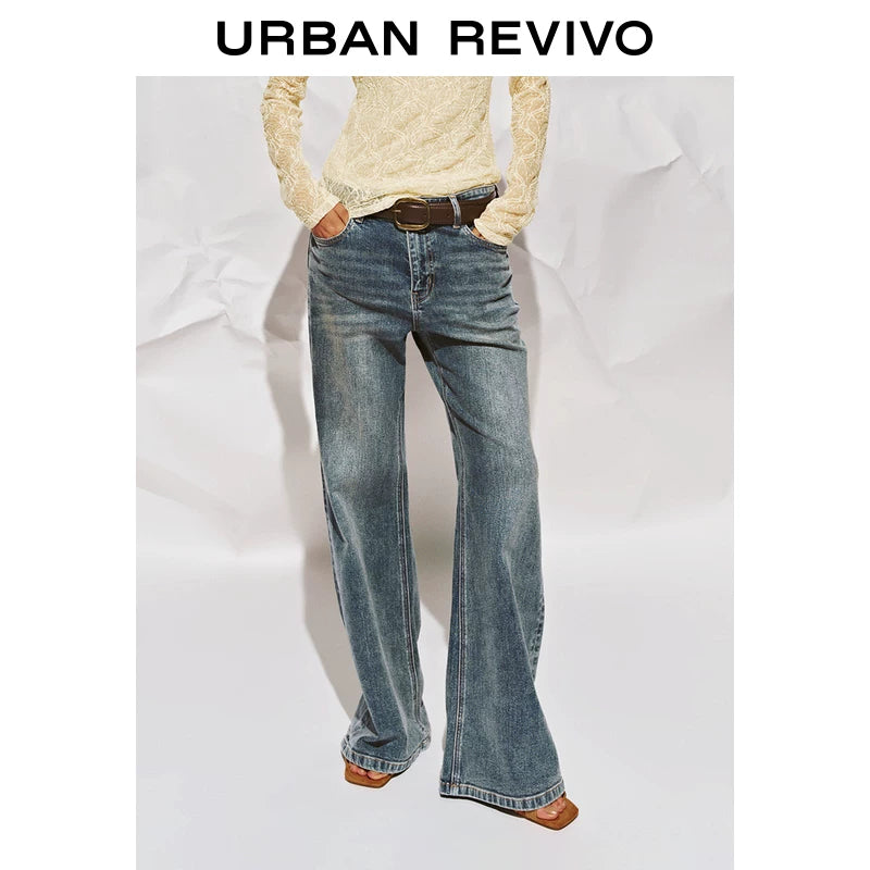 Urban Revivo Streamer Washed Flared Jeans