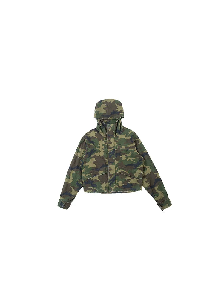 PLUS NO LOGO Washed Old Camouflage Jacket Zipper Jacket