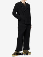 IMAGISM Japanese Non Miyake Pleated Collarless Suit Jacket JD166