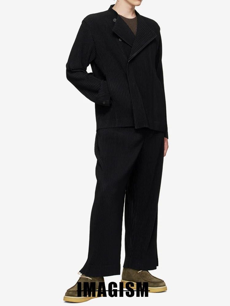 IMAGISM Japanese Non Miyake Pleated Collarless Suit Jacket JD166