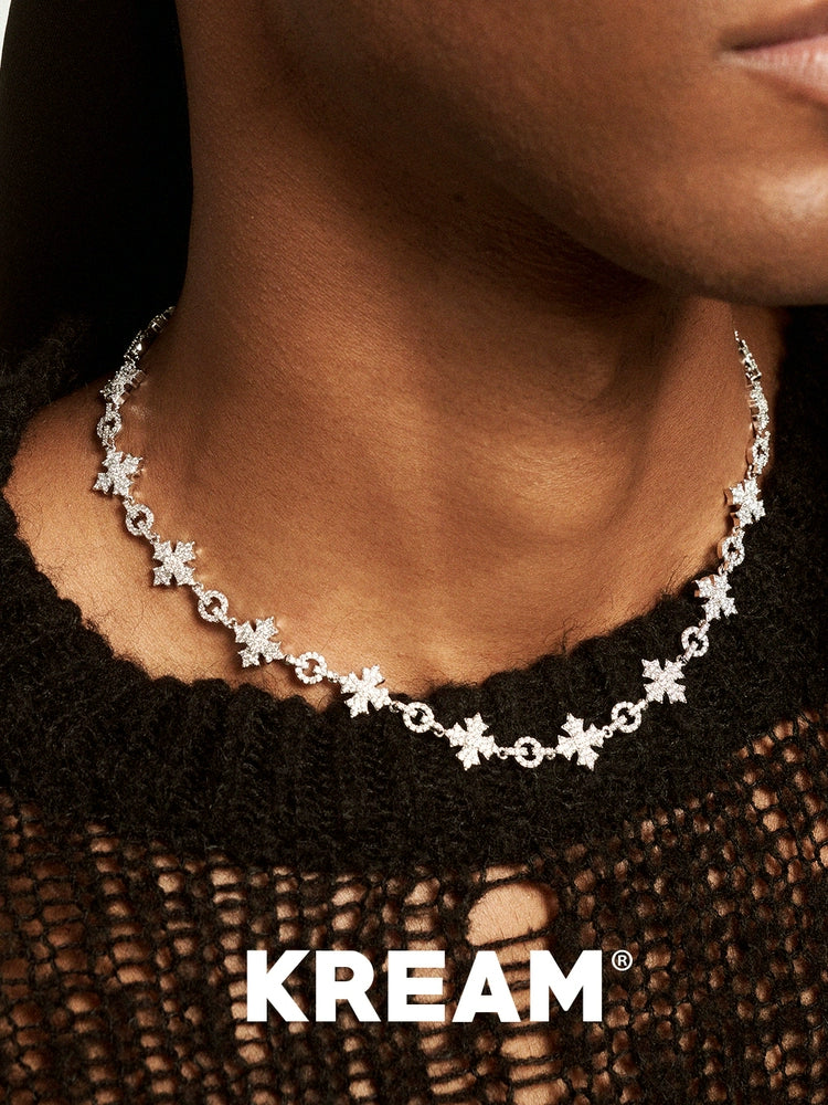 KREAM Diamond Flower Cross Necklace