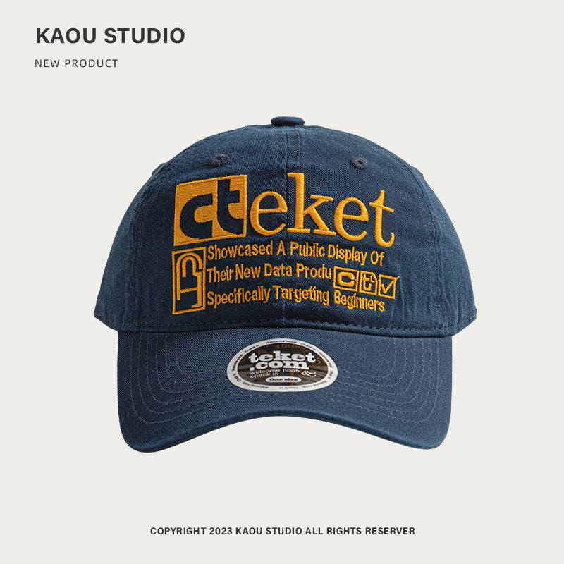 KAOU cteket Navy Blue Color-block Letter Cap