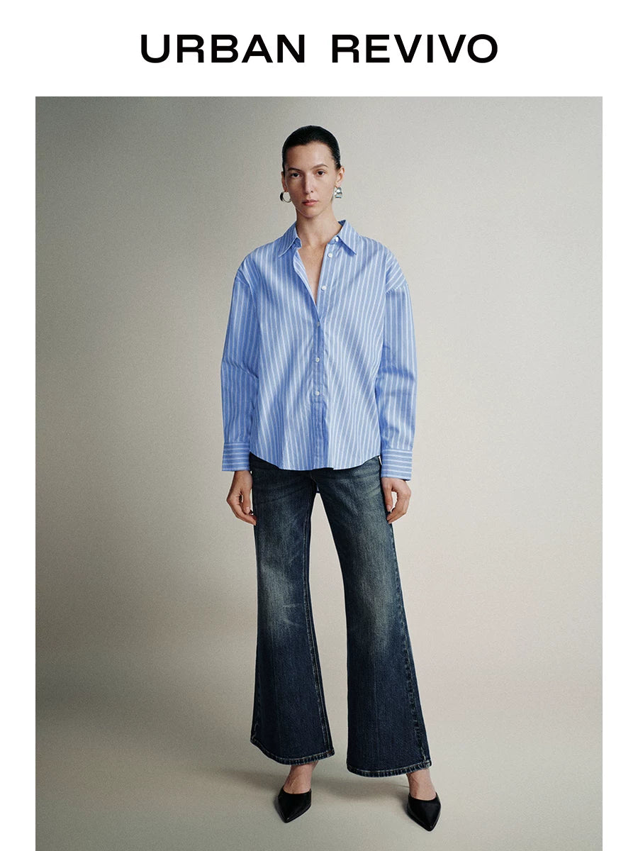 Urban Revivo Washed Belt Flared Jeans