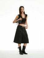 FUNKYFUN Contrast Color Large U-neck Sleeveless Vest