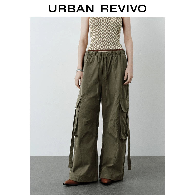 Urban Revivo Workwear Elastic Strap Wide Leg Pants