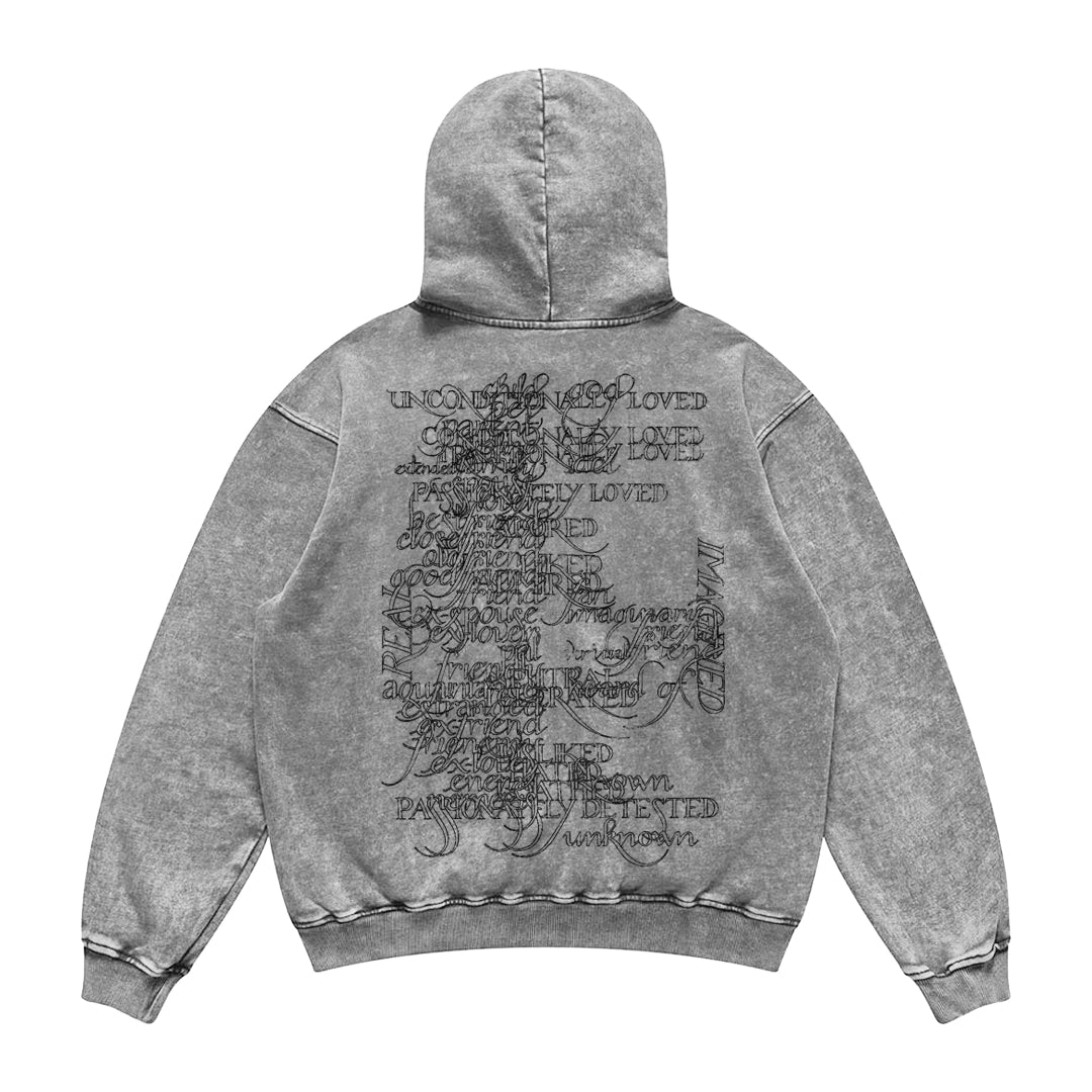 BOMBA STUDIO Letter Print Washed Oversize Hoodie