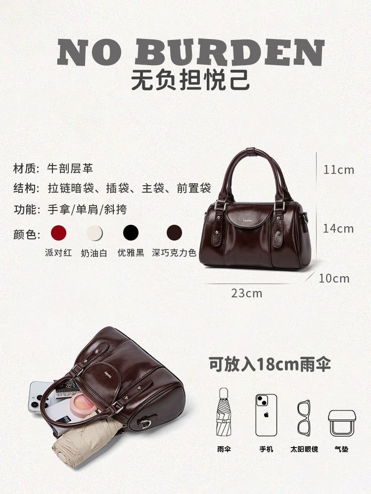 Neeley Soft Wax Leather Boston Pillow Bag