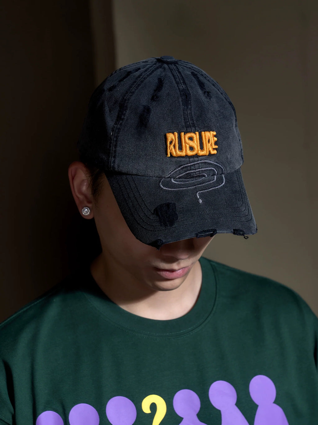 RUSURE Question Mark Embroidered Casual Hip Hop Baseball Cap