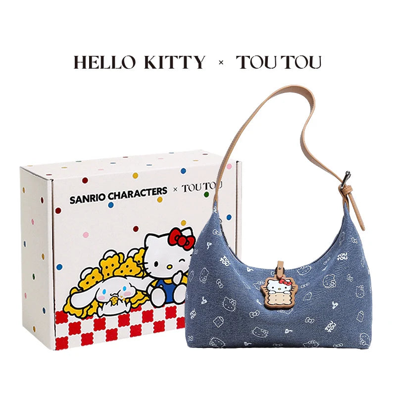 TOUTOU HelloKitty Denim Underarm Crossbody Bag