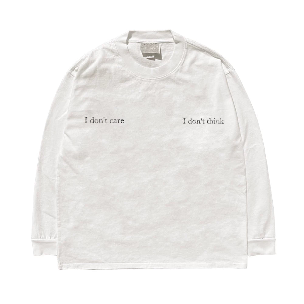 MELANIN 330G Heavy Washed Distressed Campus Couple Long Sleeve T Shirt