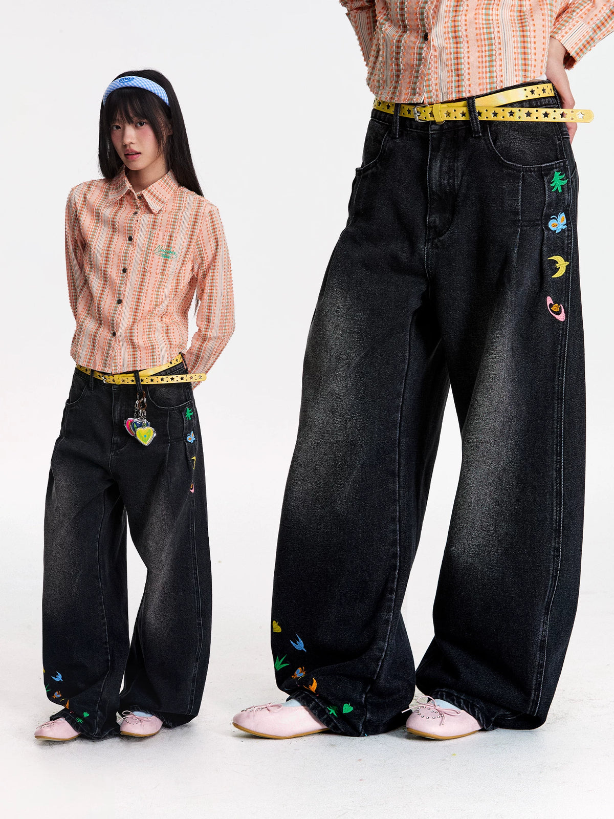 Mr. Jiangnan NewJNXS Park Elopement Wide Embroidered Scimitar Jeans