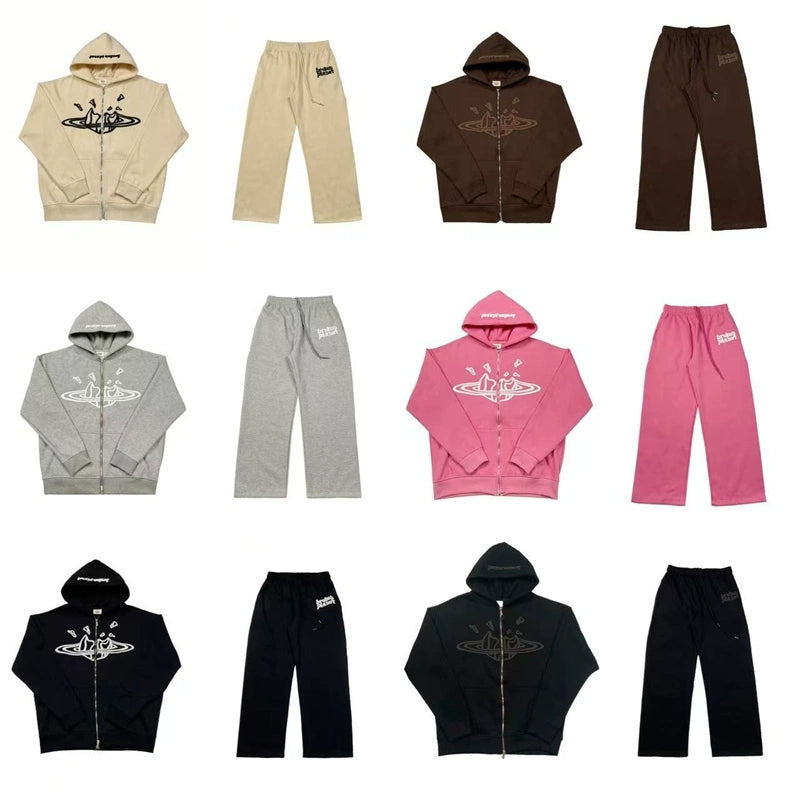 Broken Planet velvet hoodie & pants set