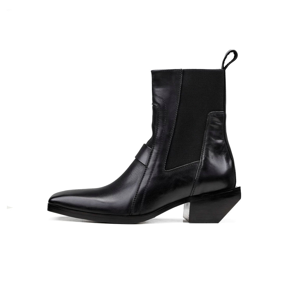 HANQIAORJI Cowhide Square Boots Chelsea Boots