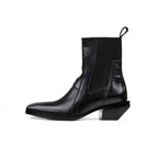 HANQIAORJI Cowhide Square Boots Chelsea Boots
