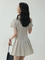 VOOE POLO Neck Slim-fit Short Pleated Dress