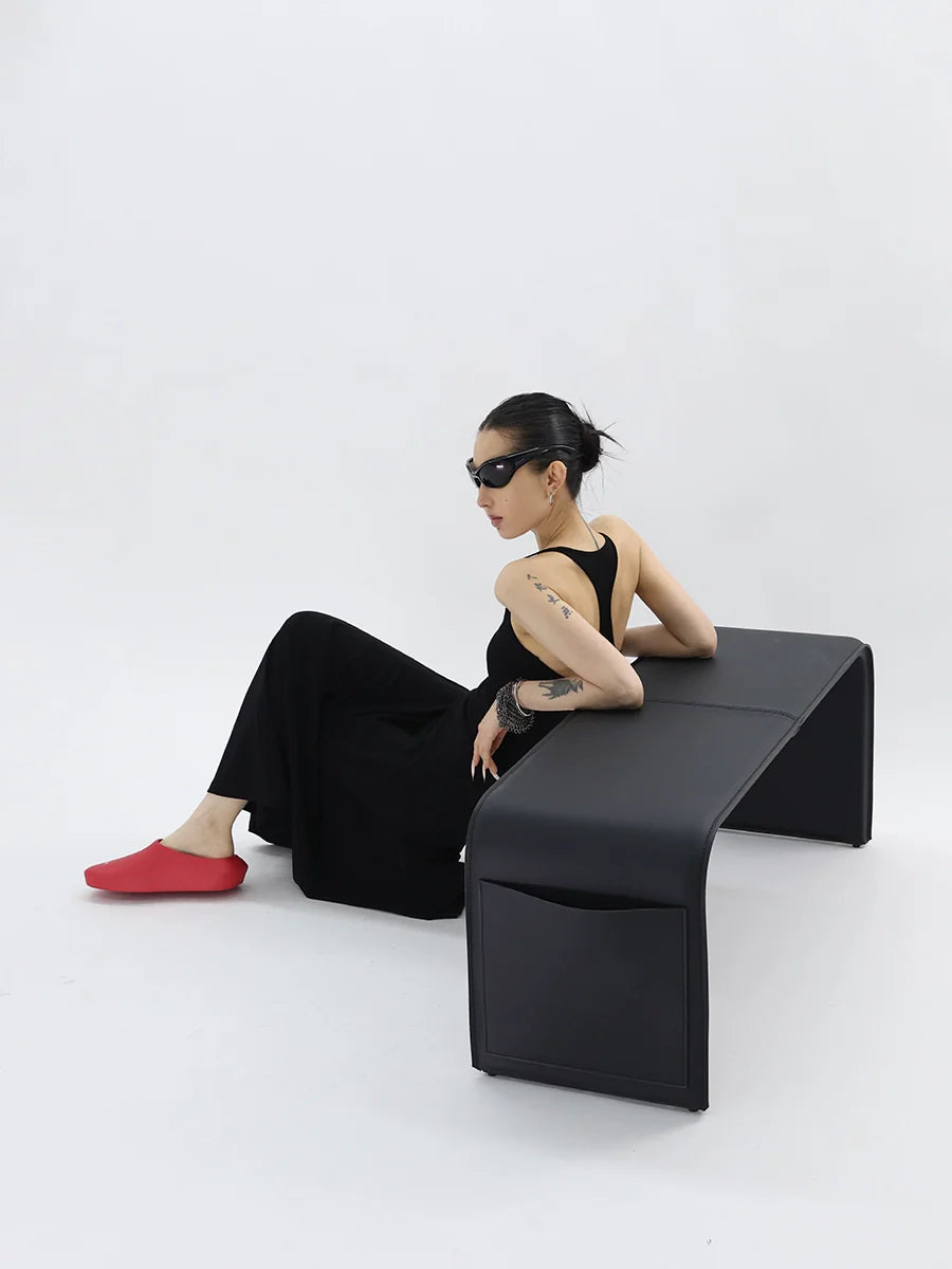 FUZZYKON Big U-neck Slim-fit I-shaped Sling Vest Dress