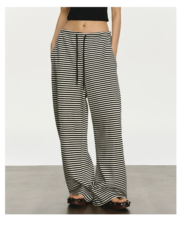 Anna Aneae Striped Lazy Loose Casual Straight Pants