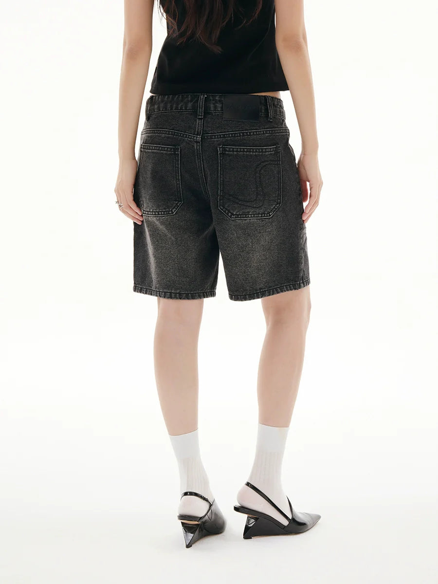 FUNKYFUN Three-dimensional Pullback Cat Whisker Denim Shorts