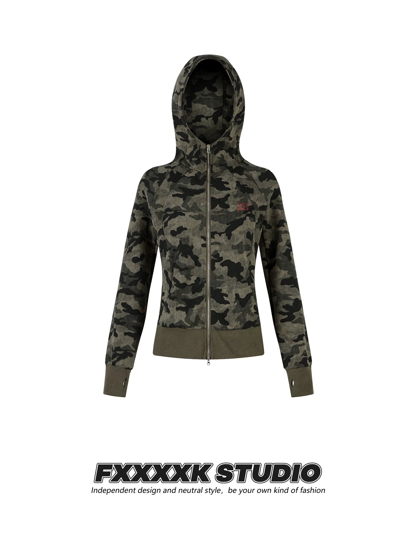 FXK Original Camouflage Double Zipper Cardigan Jacket