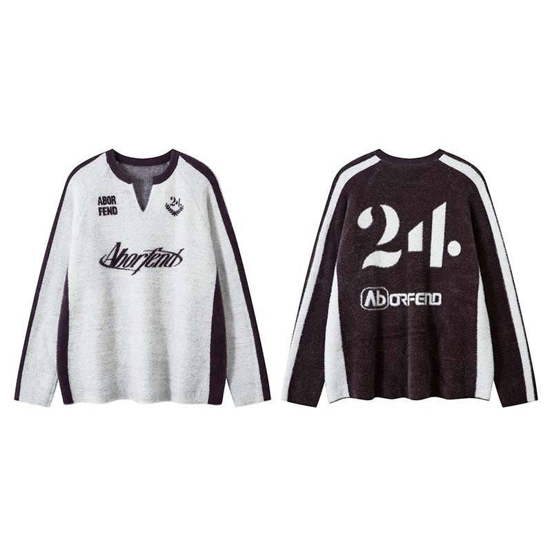 American Alphanumeric Jacquard Sports Sweater