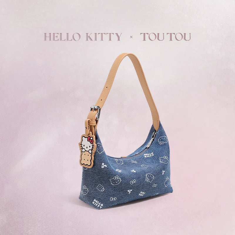 TOUTOU HelloKitty Denim Underarm Crossbody Bag