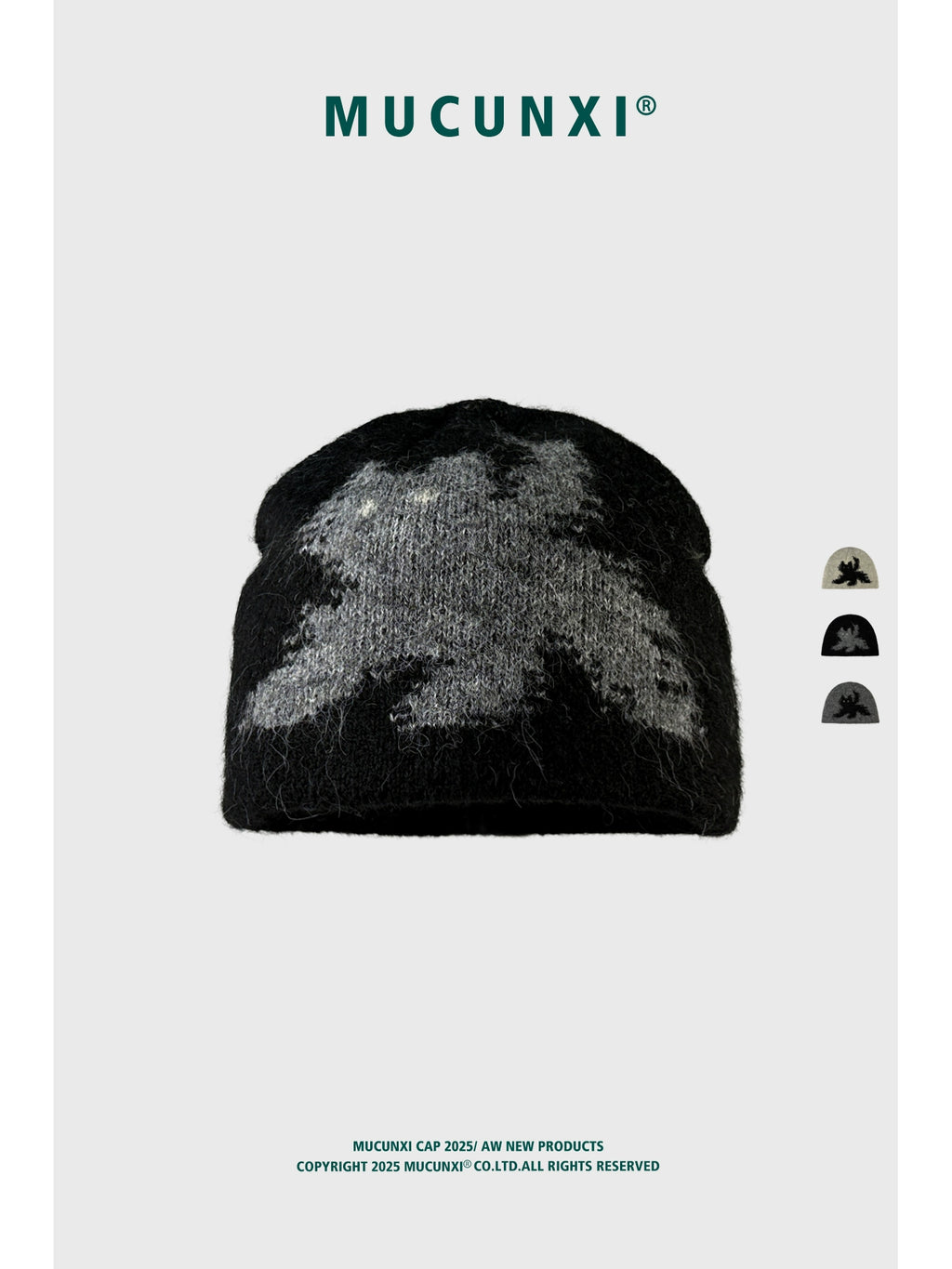 MUCUNXI Jacquard Kitten Knit Beanie