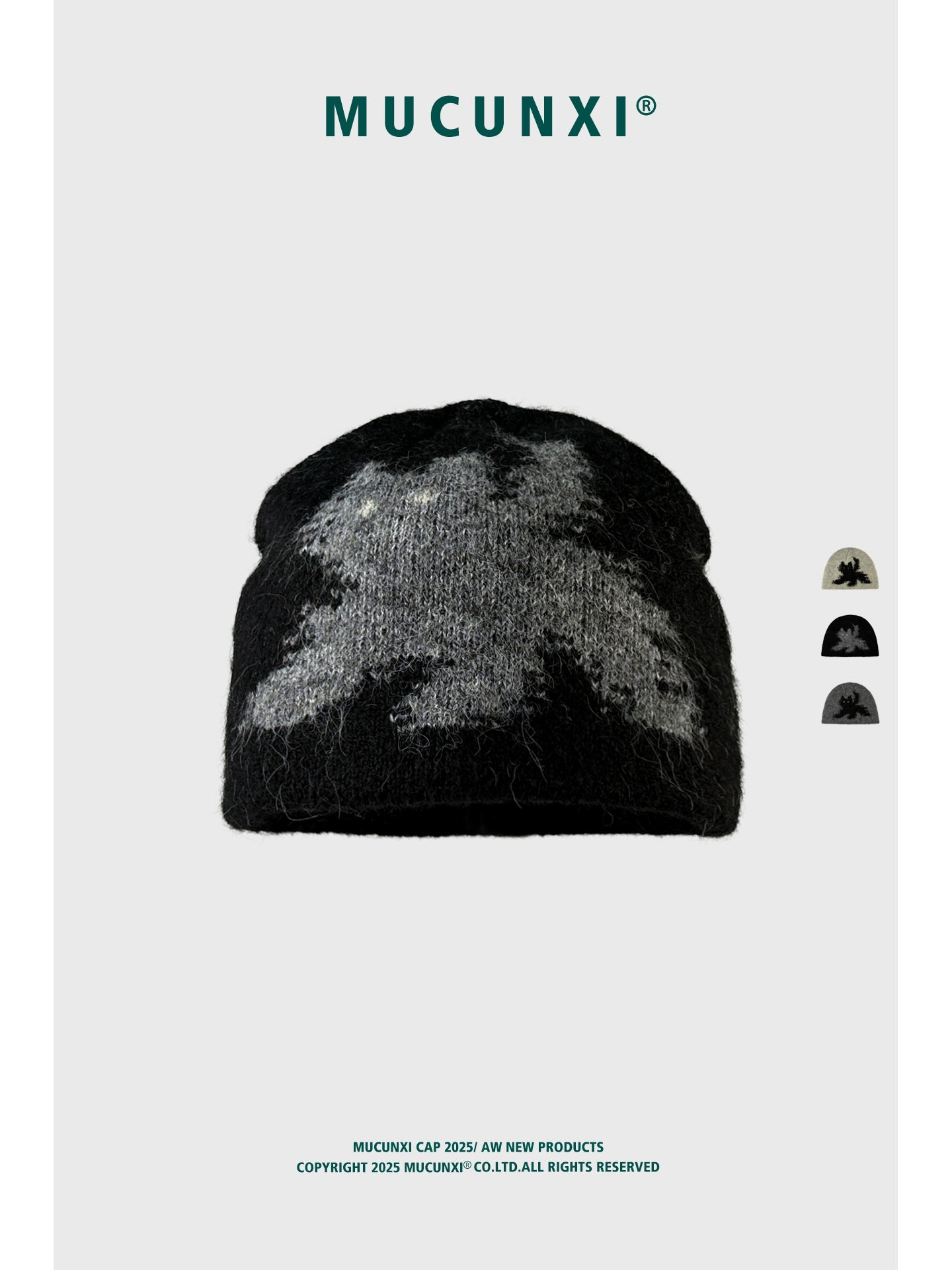 MUCUNXI Jacquard Kitten Knit Beanie