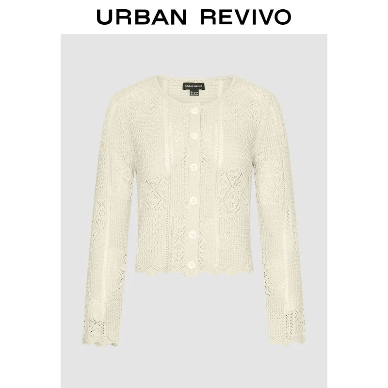 Urban Revivo Hollow Jacquard Knit Cardigan